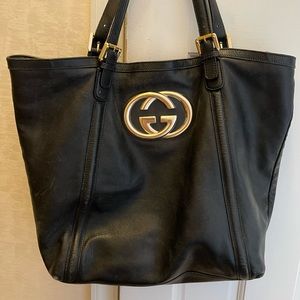AUTHENTIC GUCCI BLACK LEATHER TOTE
